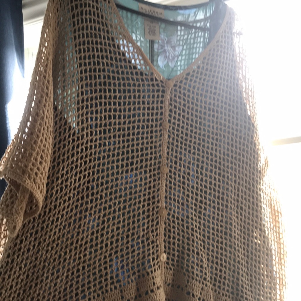 Floral sun dress with knit overthrow